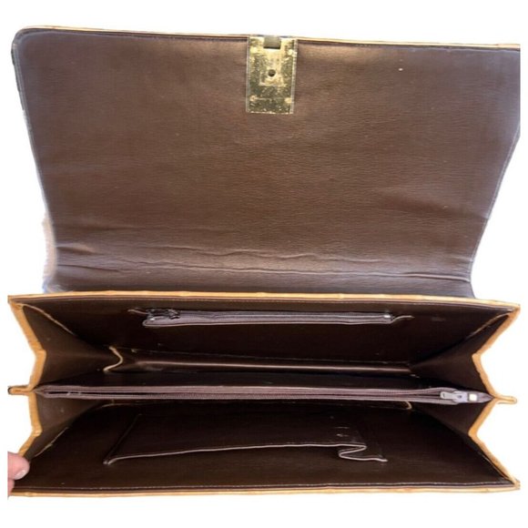 Vintage **TAN** Eel Skin CLUTCH w/DETACHABLE SHOULDER STRAP Purse - Picture 8 of 8